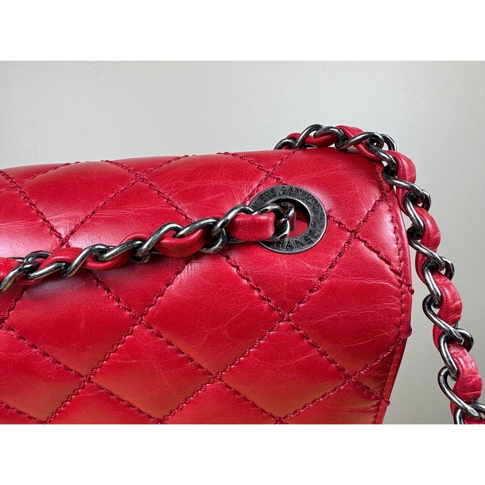 Authentic Chanel Matelasse Red Calfskin Leather Cocomark Shoulder Bag w/ COA - Picture 9 of 16